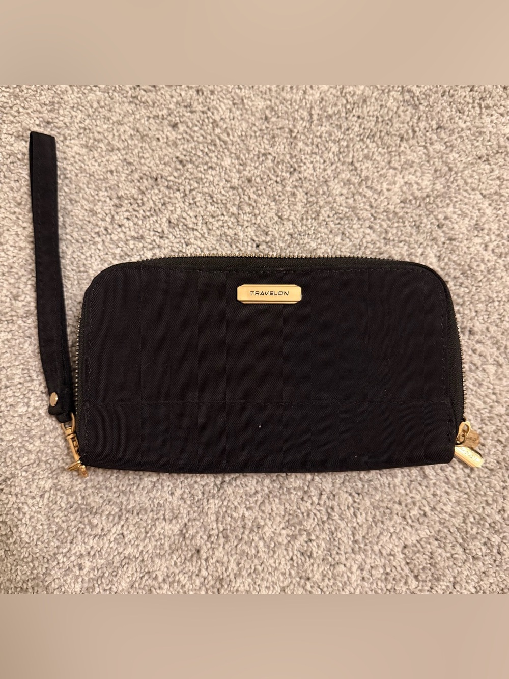 Travelon Black Wallet with Gold Accent Plate